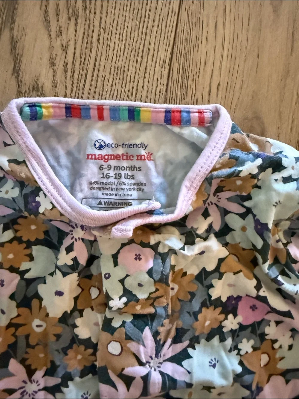 Magnetic Me 6-9 month Floral Long Sleeve Pajamas - Pastel Multi